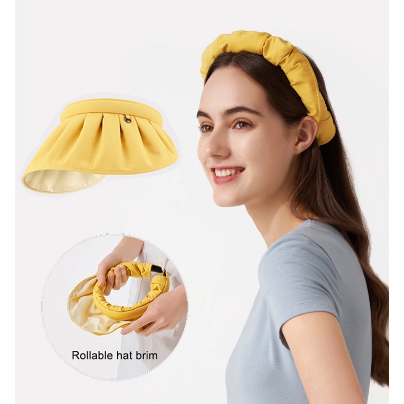 Mũ Vành Rộng Hở Đầu 2 Trong 1 Chống Nắng/ Tia UV Thời Trang Cho Nữ