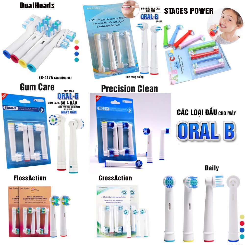 Set Bộ 4 Đầu Bàn Chải Đánh Răng Điện Cho Máy Oral B Braun
