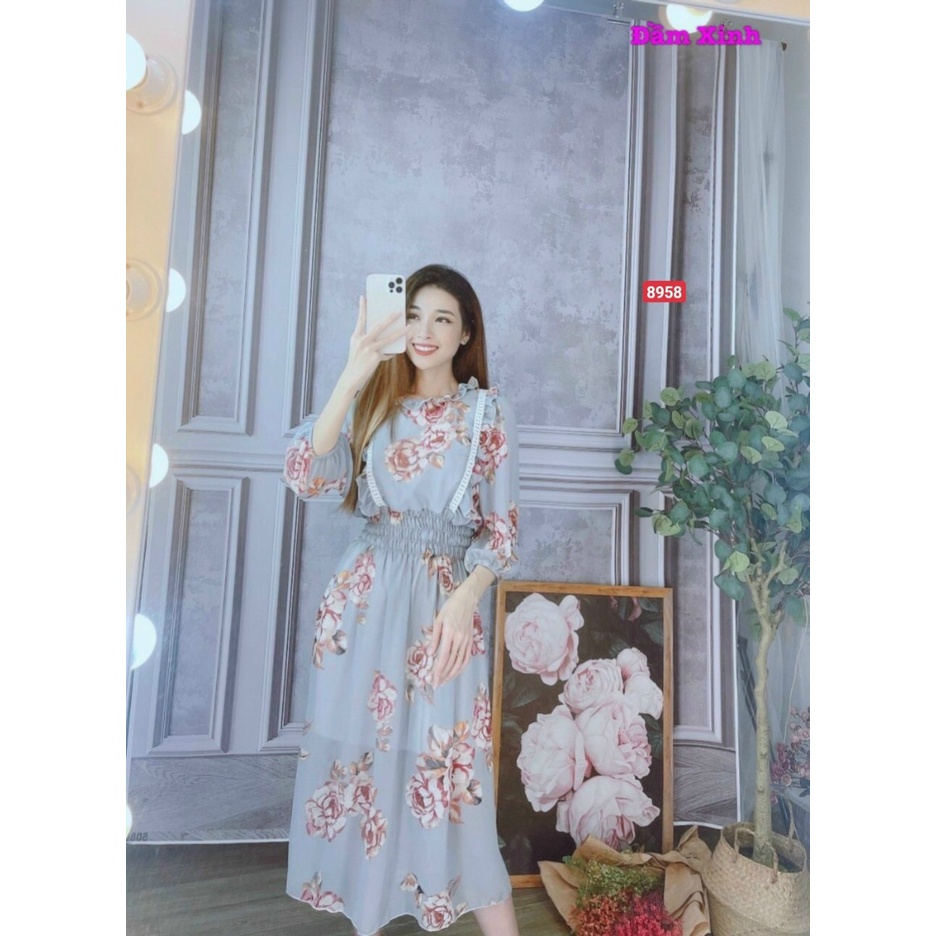 Đầm voan hoa nhí dáng dài chất voan mềm mịn quyến rũ,tạo nét dịu dàng dễ thương cho Nàng