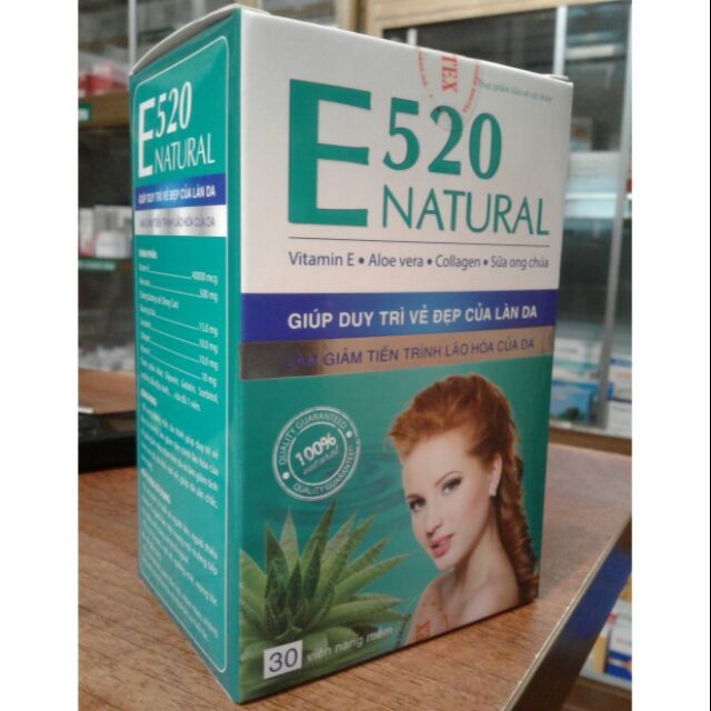 VIÊN UỐNG BỔ SUNG VITAMIN E - ĐẸP DA - MỜ NÁM - SÁNG DA - E520 NATURAL - COLLAGEN - SỮA ONG CHÚA - LÔ HỘI - LỌ 30 VIÊN | BigBuy360 - bigbuy360.vn