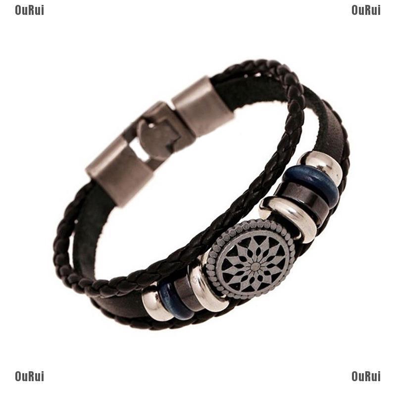 Vòng Tay Da Pu Phối Biểu Tượng Cực Kỳ Thời Trang Cho Nam Và Nữ