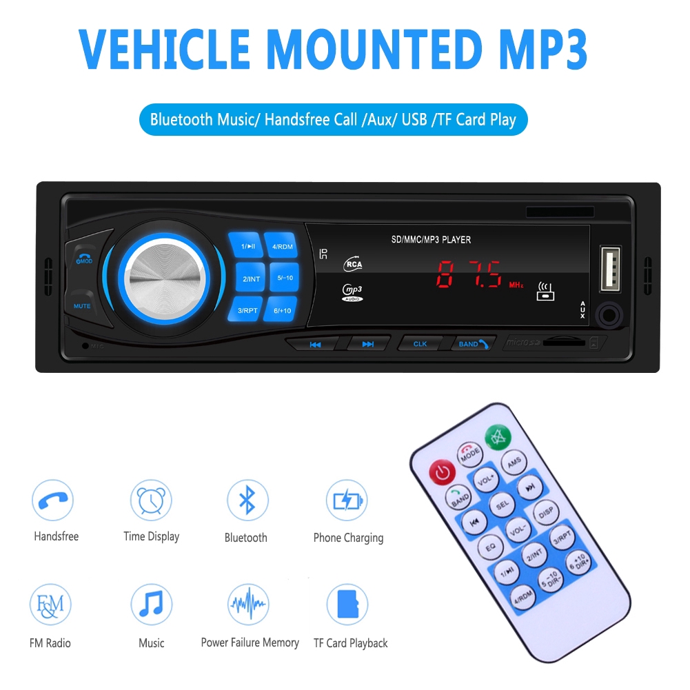 Thiết bị nghe nhạc SWM 8013 đầu đơn DIN hỗ trợ đài FM AUX USB kết nối bluetooth âm thanh nổi cho xe hơi