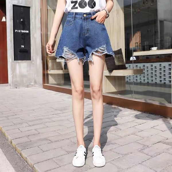 Quần Short Denim Lưng Cao Ống Rộng Phối Túi Phong Cách Hàn Quốc Thời Trang Mùa Hè Dành Cho Nữ