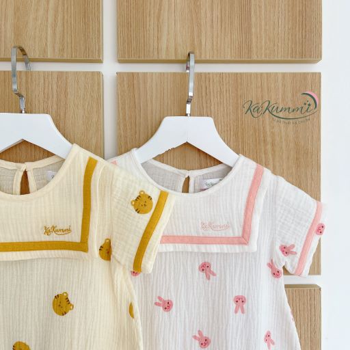 Body cộc tay giả cổ thủy thủ chất liệu xô Muslin  Kakummi
