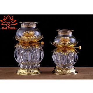 ĐÈN DẦU 06 THỦY TINH PHA LÊ CÚNG PHẬT ĐỐT KÈM DẦU MALAYSIA KHÔNG KHÓI - KHÔNG MÙI AN TOÀN DỄ SỬ DỤNG-phatgiaodaithua