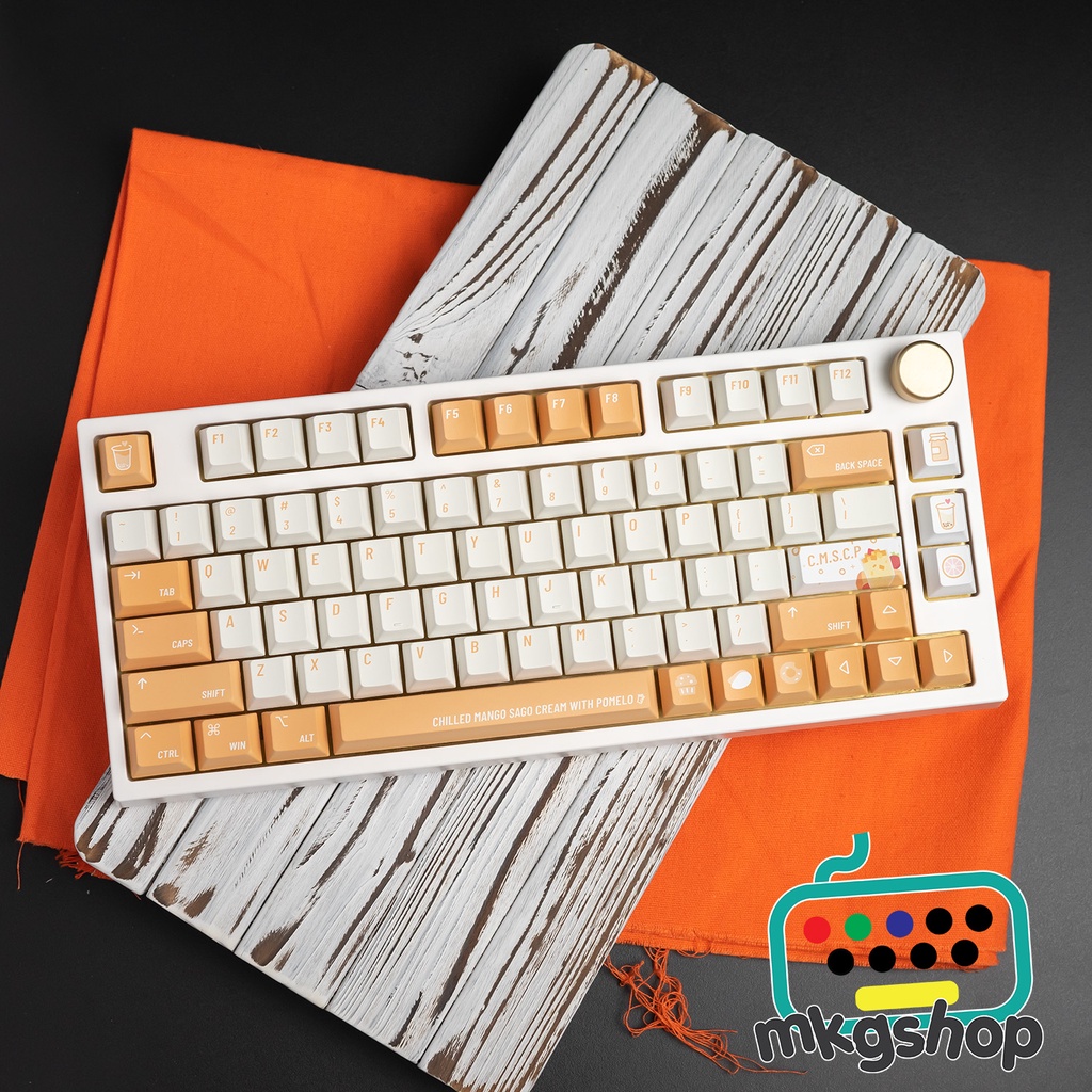 Keycap Mango Juice sinh tố xoài, nhựa PBT in nhiệt, 132 nút bàn phím cơ, cherry profile