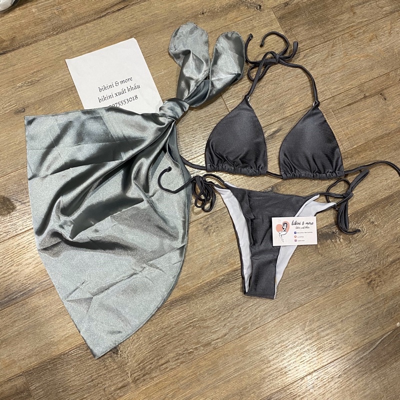 [BKN1263] <ÂU> SET BIKINI 3 MÓN XANH COBALT KÈM KHĂN HÔNG | BigBuy360 - bigbuy360.vn