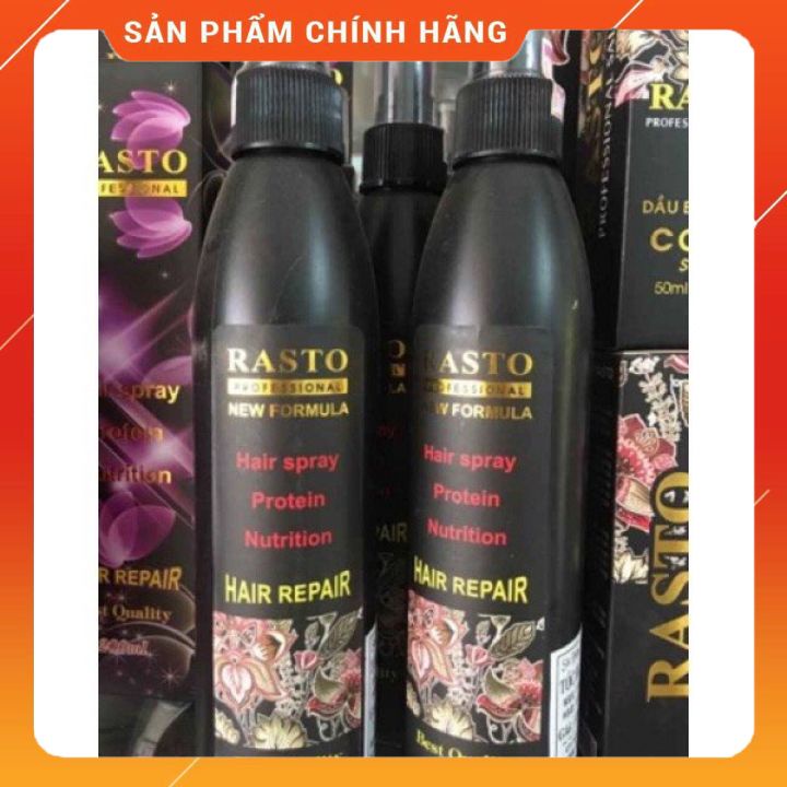 Xịt Dưỡng Tóc Collagen Rasto 220ml  chai màu đen  Chính Hãng Công Ty-dưỡng tóc chống trẻ ngon khô sơ duongx ẩm -liu  giữ