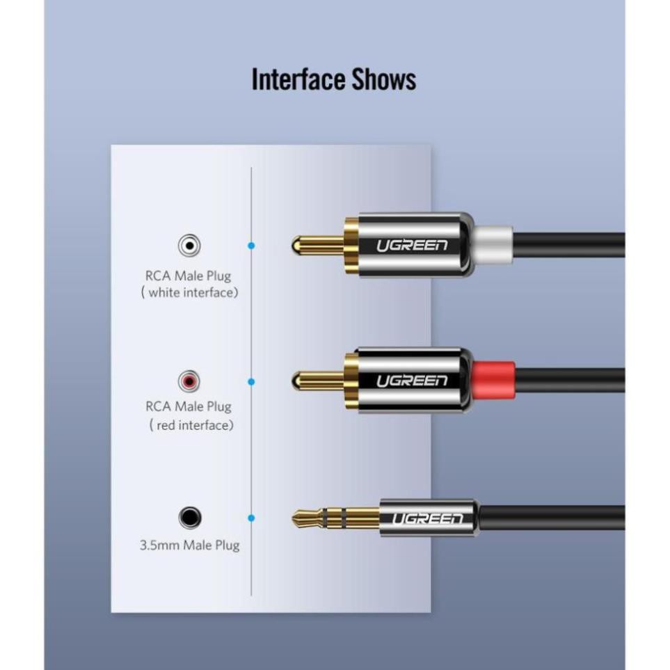 Dây Audio 3.5mm ra 2 đầu RCA Hoa sen UGREEN AV116 Hãng Phân Phối Chính Thức