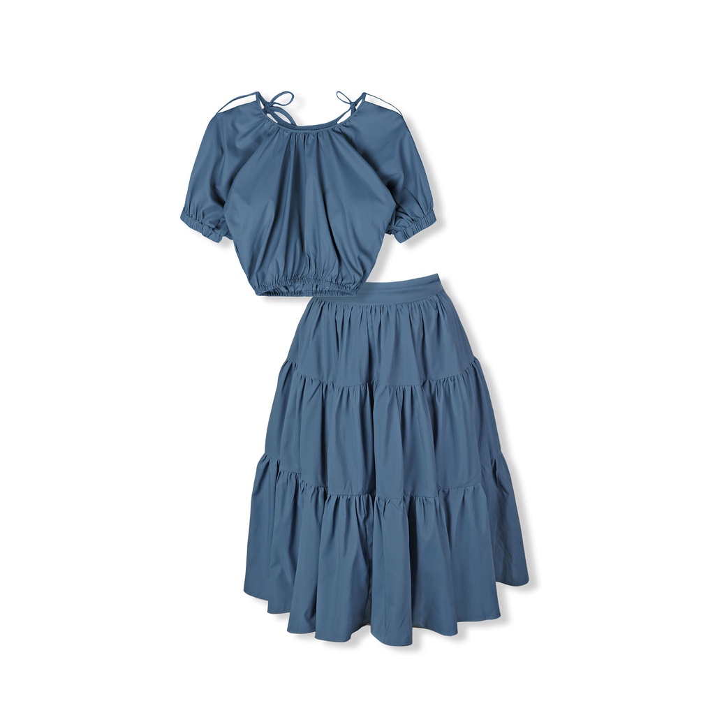 Set Nữ Áo - Chân Váy Tiered , Chất Vải kate ướt Thoải Mái , WSD000393 ,SOMEHOW