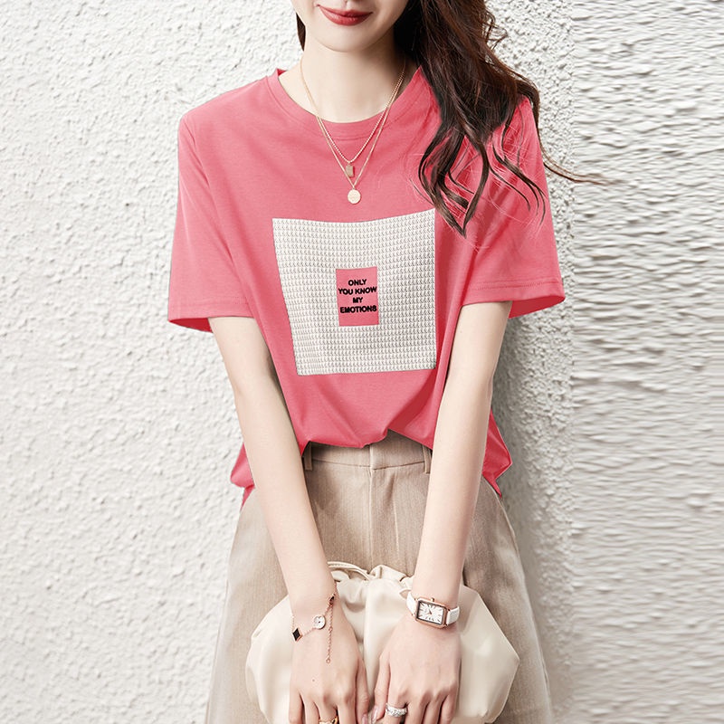 Áo Thun Ngắn Tay Thời Trang Mùa Hè Năng Động 185245 Áo Thun Cổ Tròn Form Rộng In Họa Tiết Phong Cách Retro