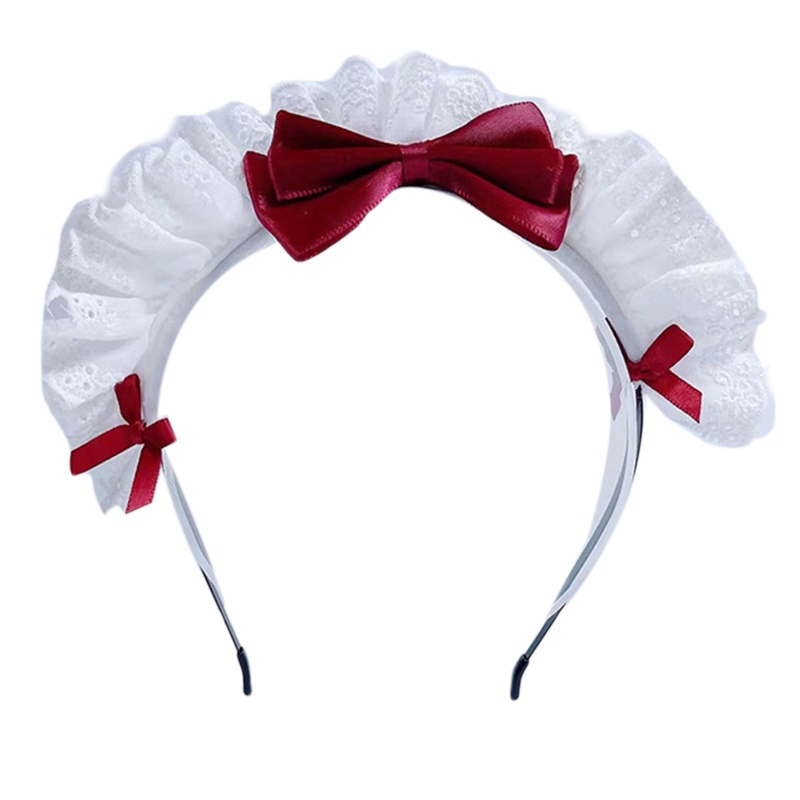 Băng Đô Cài Tóc Phối Ren Nơ Phong Cách Lolita Xinh Xắn Cho Nữ