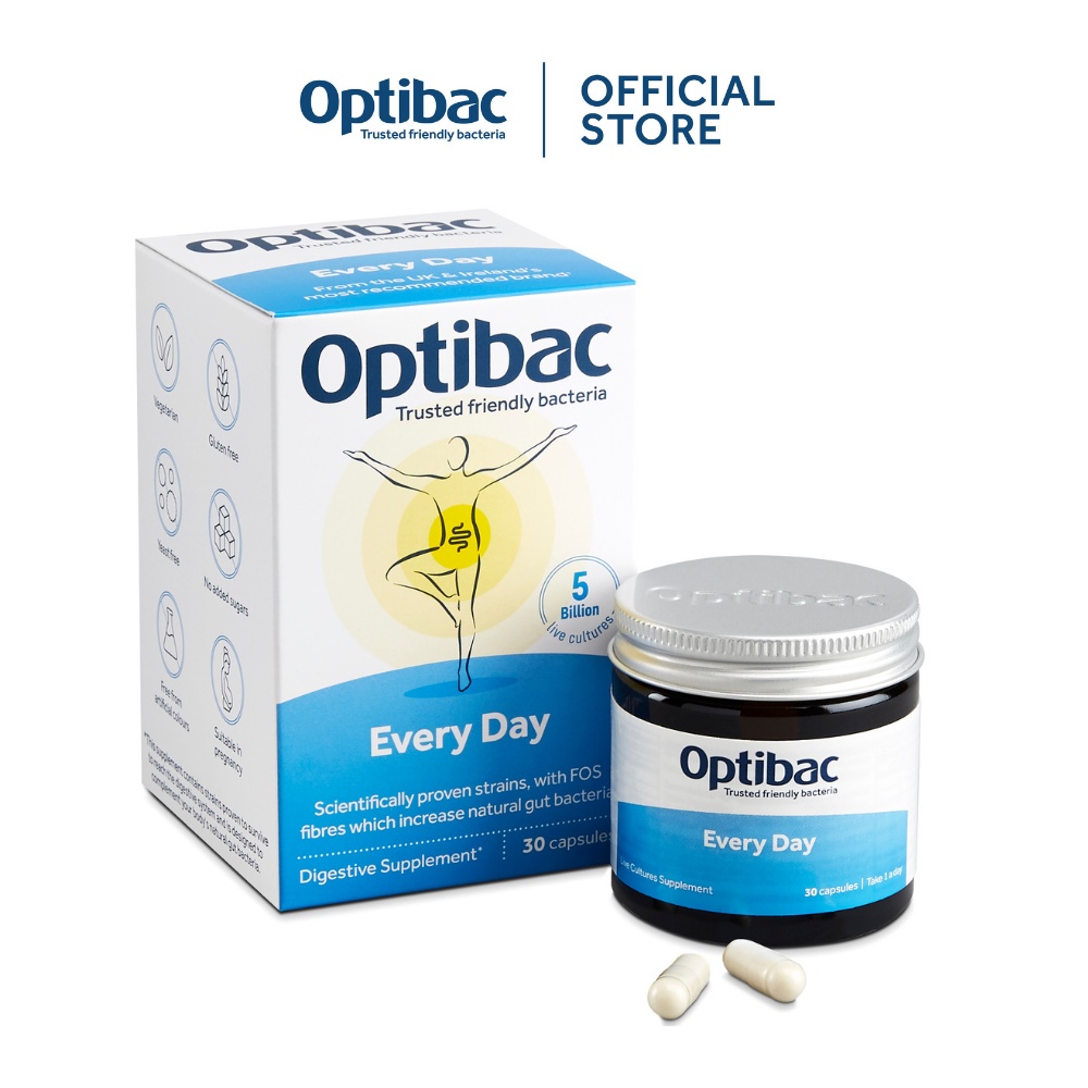 Men vi sinh Optibac Probiotics Every Day, bảo vệ sức khỏe đường ruột và tăng đề kháng cho từ 1 tuổi đến già, Hộp 30 viên