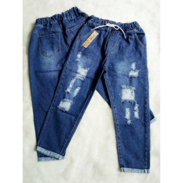 Quần Baggy Jean Lưng Thun Xanh Đậm