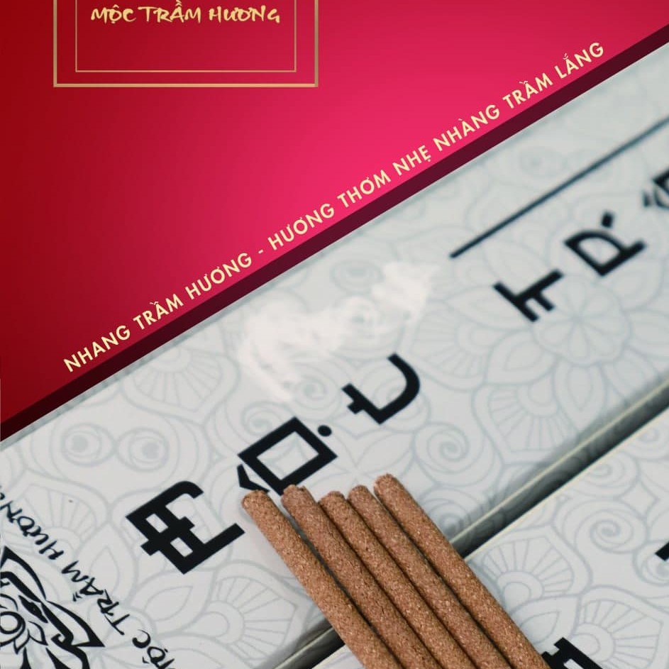Nhang Trầm Hương Sạch - 39cm - 60 phút - Kết dính cây bời lời & Trầm Hương Tự Nhiên 100% Organic - Mùi Dịu Nhẹ