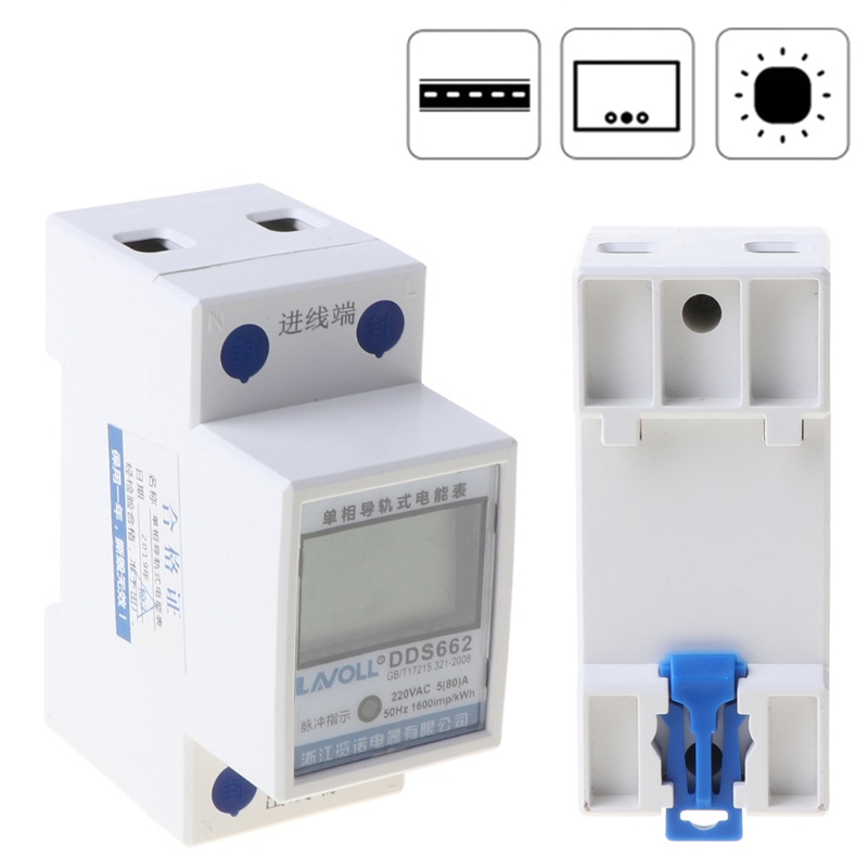 Thiết Bị Đo Công Suất Watt Màn Hình LCD Kỹ Thuật Số kWh 230V AC 50Hz Din