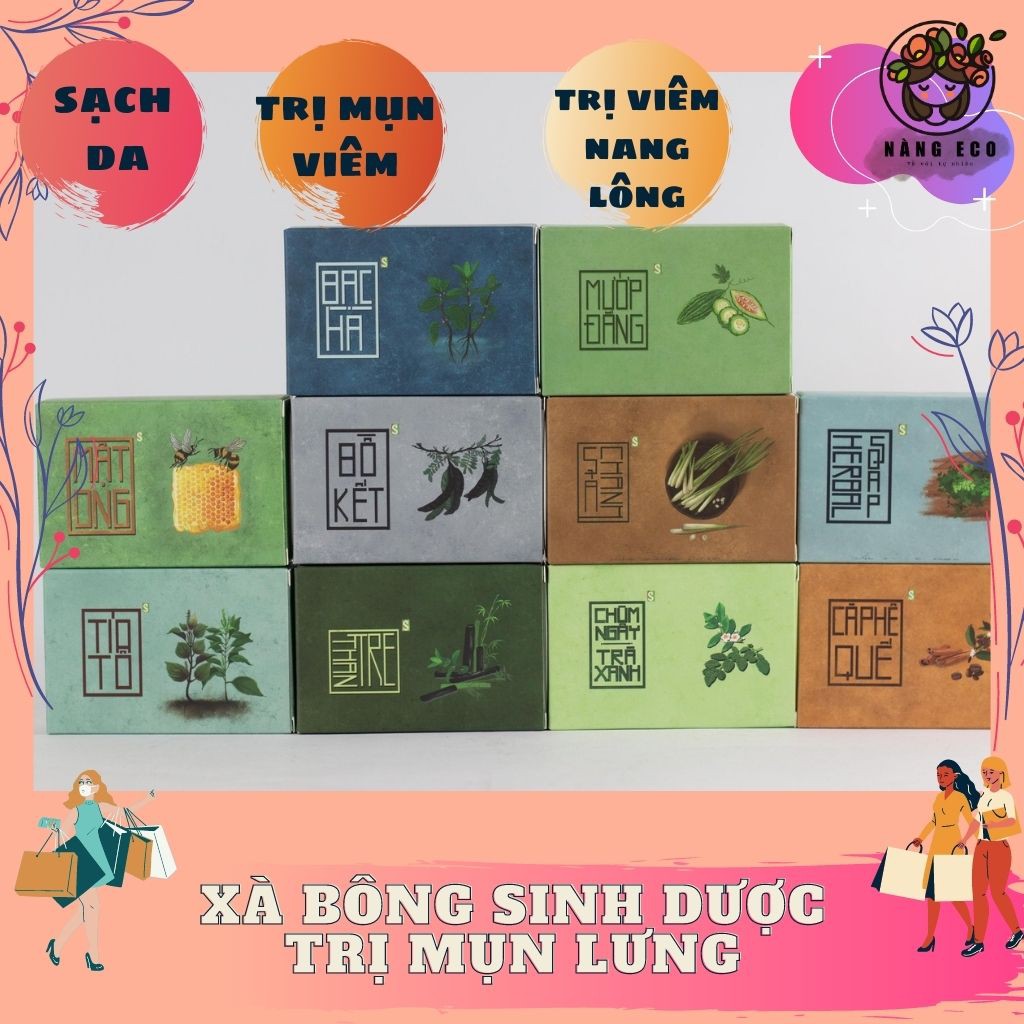 Xà bông sinh dược 100% thiên nhiên 100gr giảm mụn lưng, viêm nang lông, sạch da, dưỡng ẩm, thư giãn