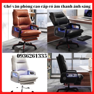  Ghế xoay văn phòng có loa kết nối không dây kèm đèn phát sáng Ghế giám đốc bọc da pu cao cấp có gác để chân 