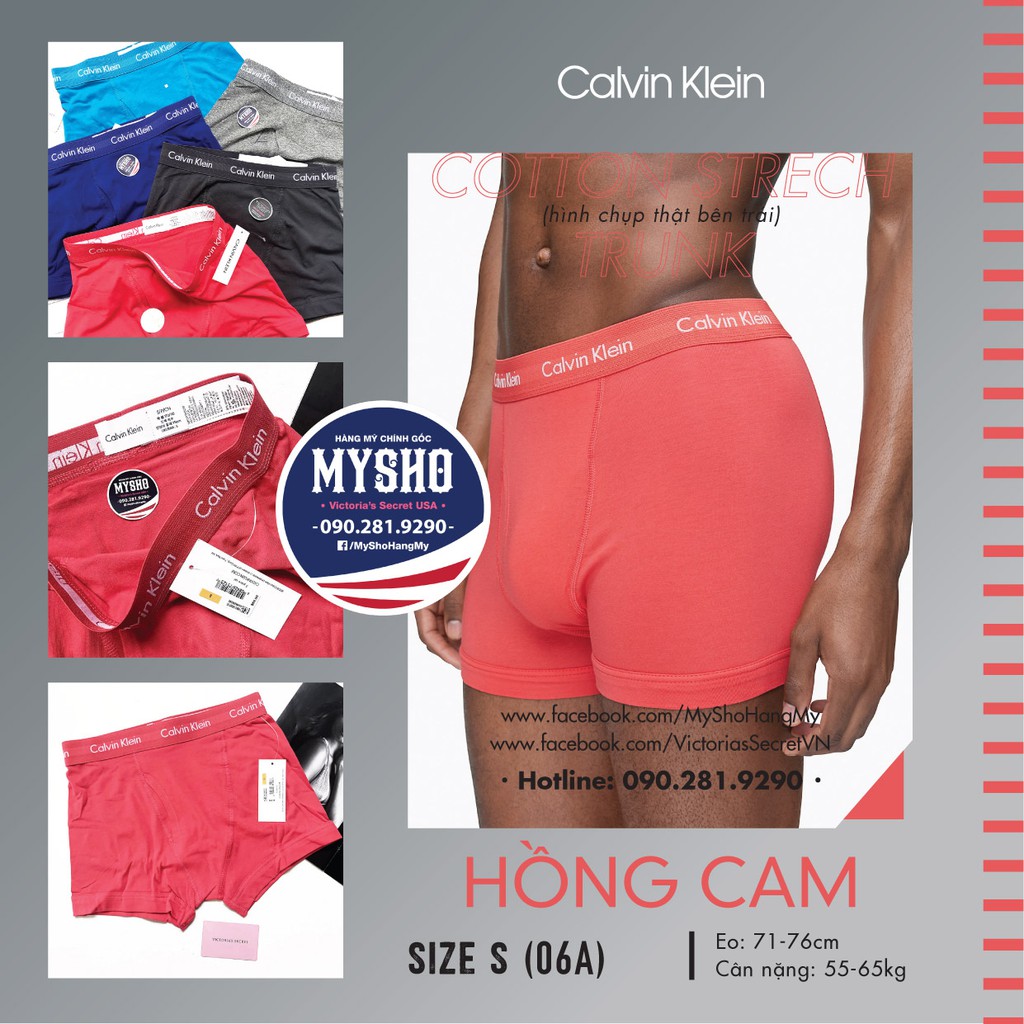 Quần lót CK Nam (06) Màu Hồng Cam - Cotton Strech - Loại quần Trunk