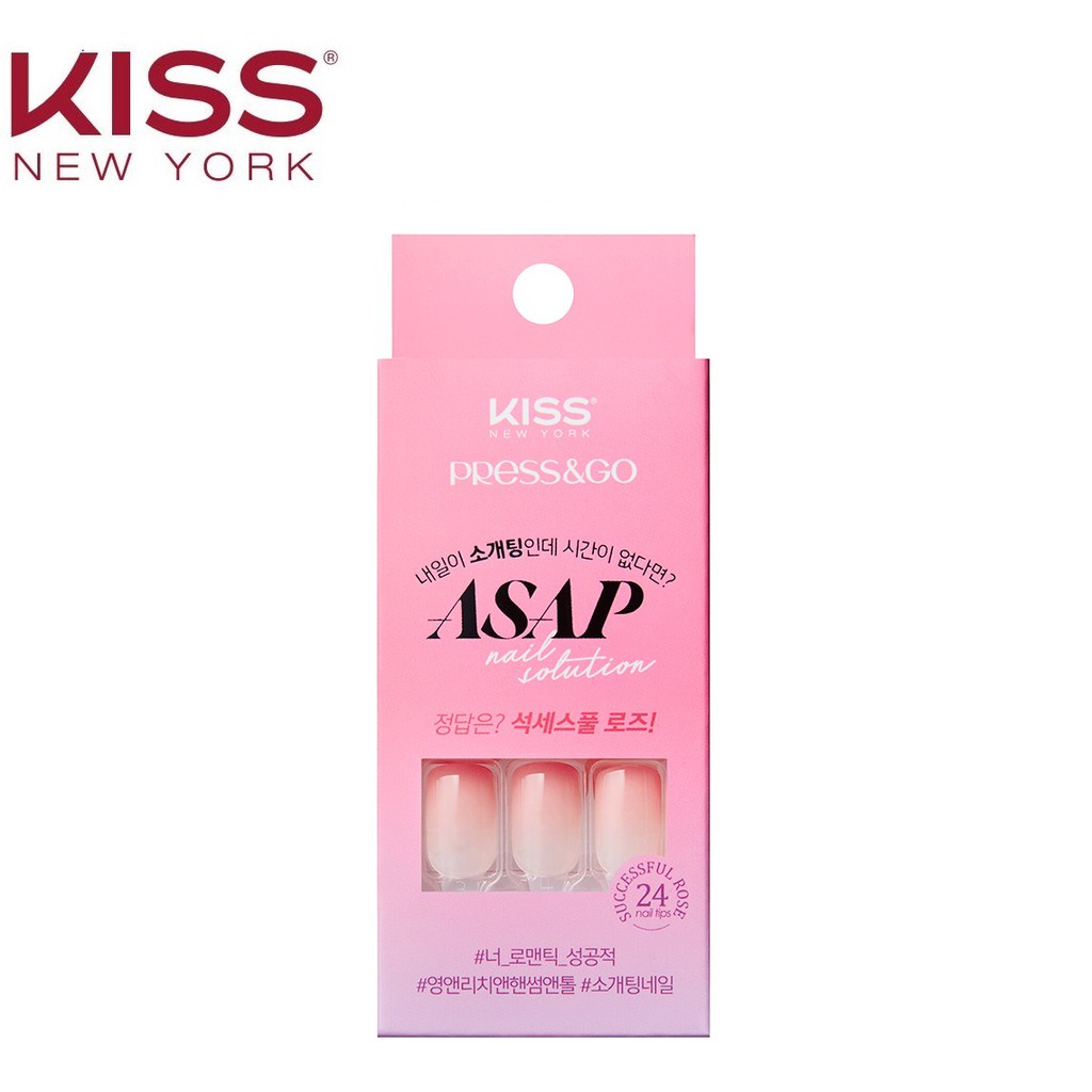 Bộ 24 Móng Tay Gel Tự Dán Press &amp; Go Kiss New York Nail Box - Succesful Rose (KKPA05KA)