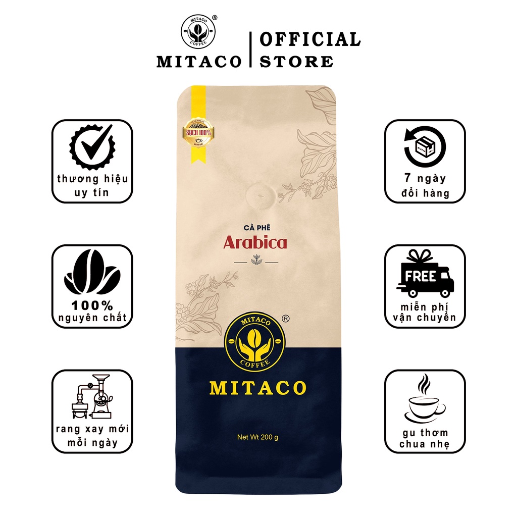 Cà Phê Arabica Nguyên Chất MITACO COFFEE (Gói 200g)