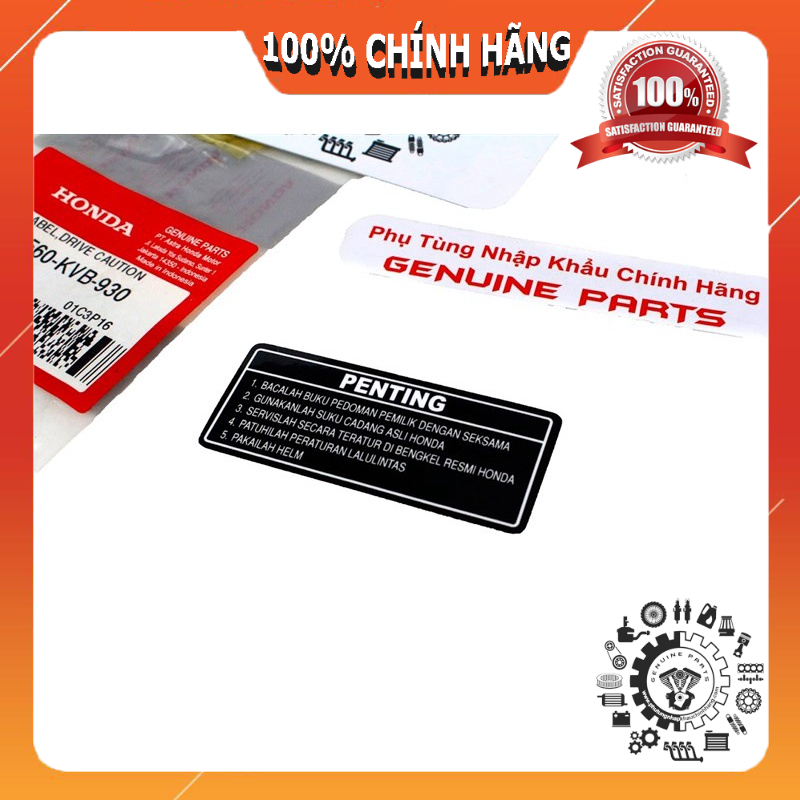 Tem cảnh báo HONDA INDONESIA nhập khẩu chính hãng 87560KVB930