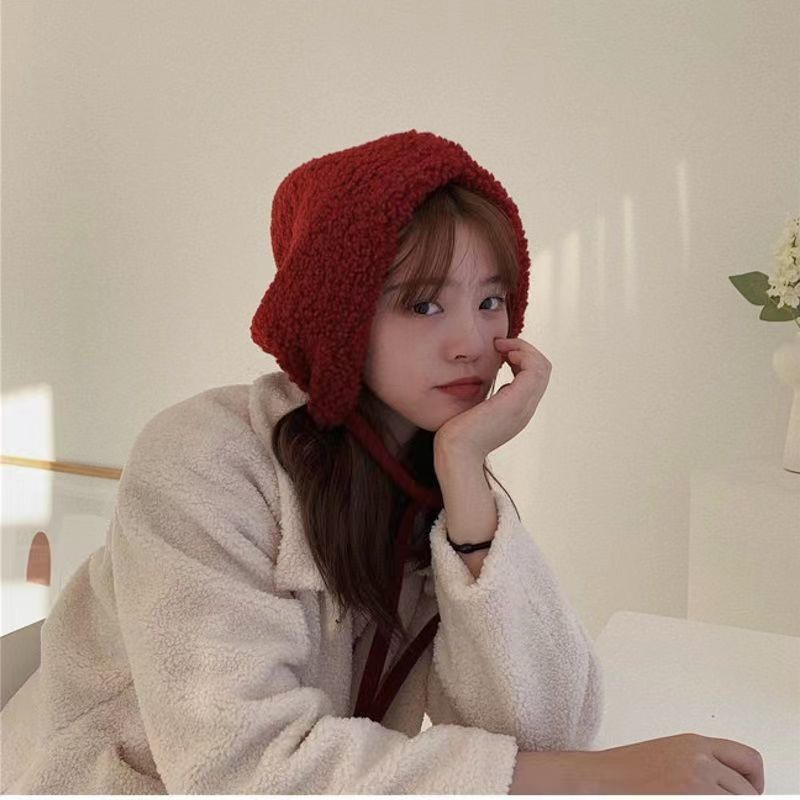 Mũ Len Trùm Tai Phối Lông Cừu Mềm Mại Giữ Ấm Kiểu Phù Thủy Cô Bé Quàng Khăn Đỏ Nhật Bản Dễ Thương