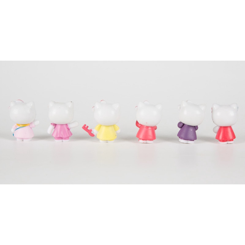 Set 6 mô hình chú mèo Hello Kitty hoạt hình đáng yêu dành cho trang trí bánh kem