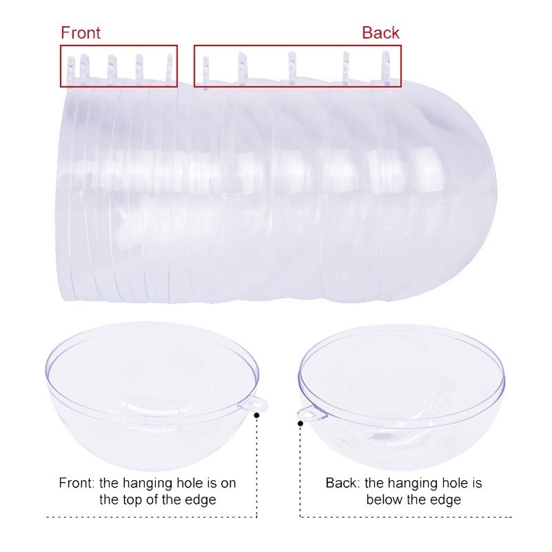 1 Quả Cầu Rỗng Bằng Nhựa Trong Suốt Kích Thước 5 / 6 / 8 / 10cm Dùng Trang Trí Cây Thông Giáng Sinh