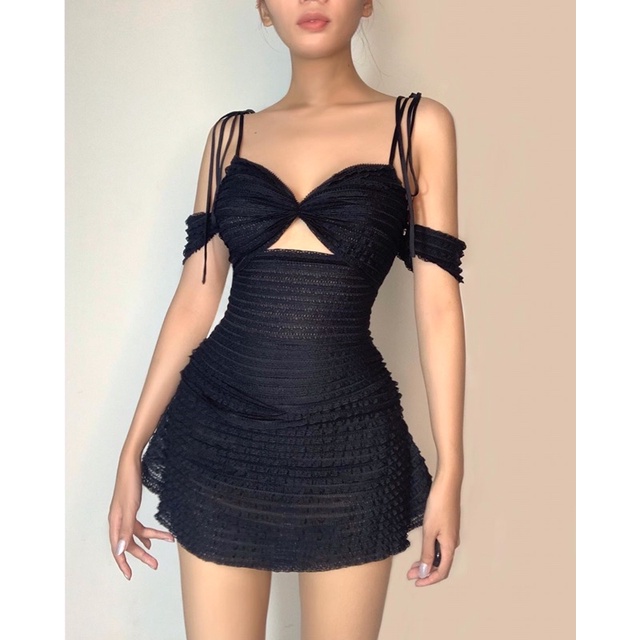 NINIDRESS- ĐẦM REN,có lót nude ,dây rút điều chỉnh độ dài 2 bên-NINISESI