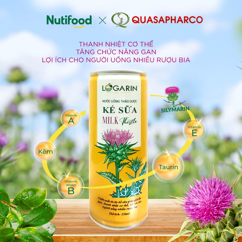 COMBO 03 LON NƯỚC UỐNG THẢO MỘC KẾ SỮA LOGARIN LON 250ML - NUTIFOOD - YOOSOO MALL