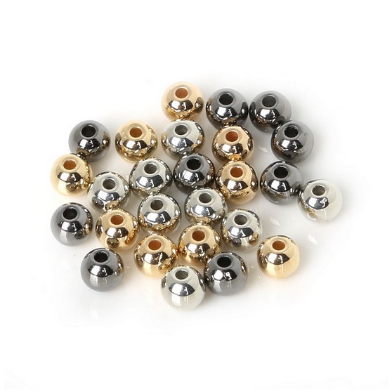 Chuỗi hạt tròn mạ vàng/bạc/đen/xám kích thước 4/6/8/10/12mm dùng làm trang sức thủ công