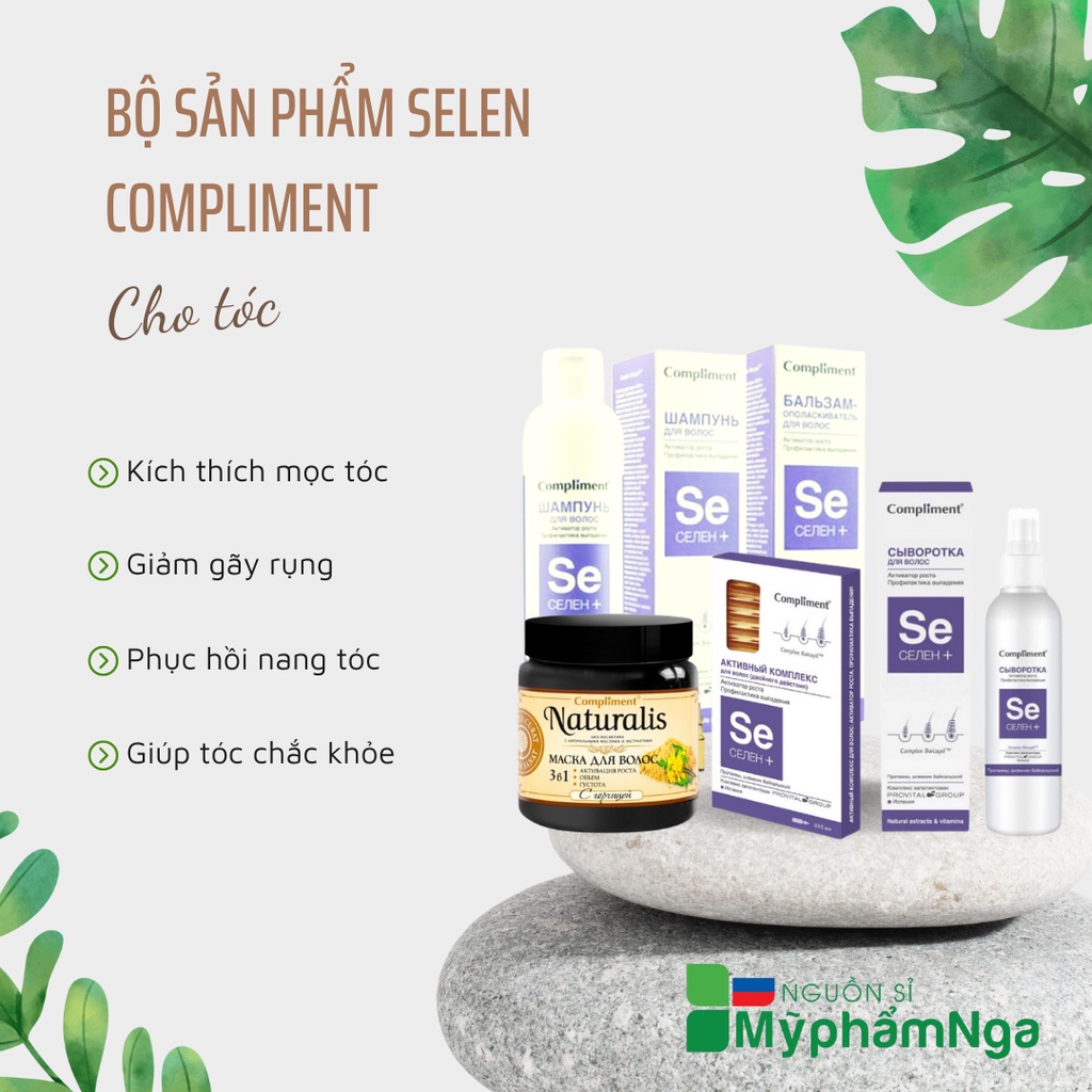 Bộ sản phẩm kích mọc tóc giảm rụng tóc Selen Compliment - Gội xả ủ xịt tóc Compliment kích thích mọc tóc