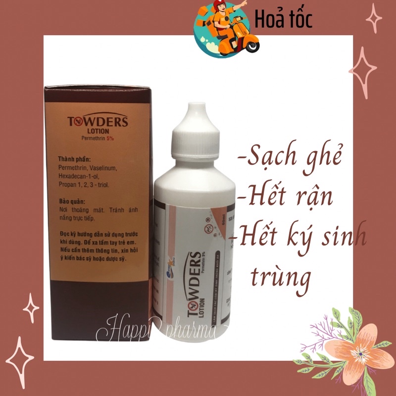 Dung dịch làm sạch ghẻ và các loại ký sinh trùng Towders Lotion 60ml