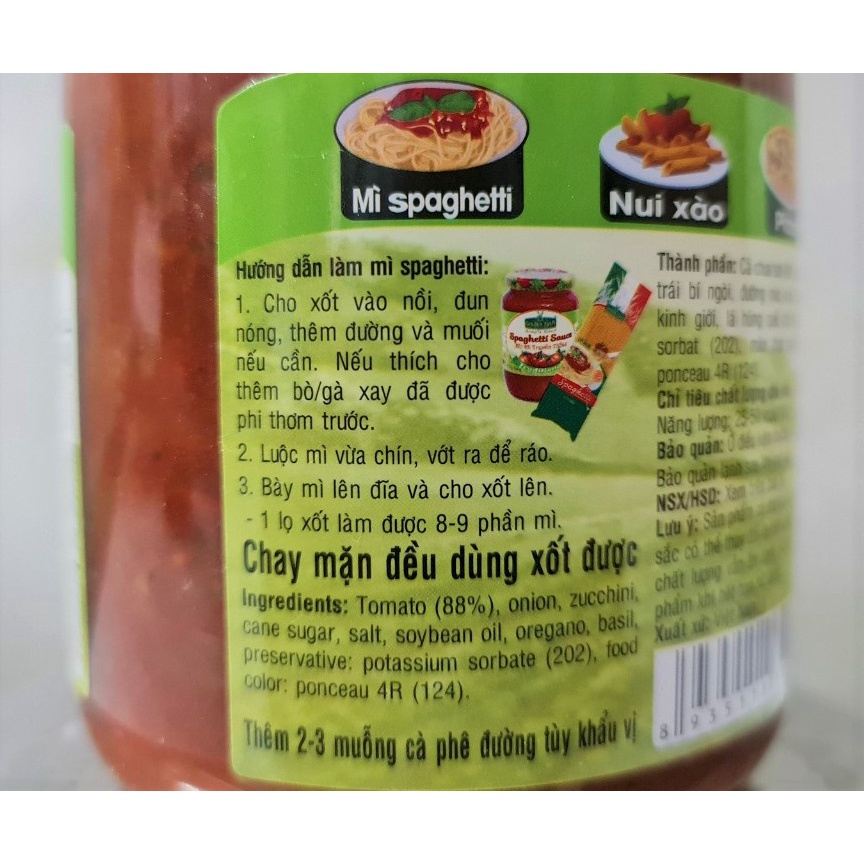 [LỌ LỚN 820g - TRUYỀN THỐNG ] XỐT PIZZA, MÌ Ý [VN] GOLDEN FARM Traditional Spaghetti Sauce (halal)