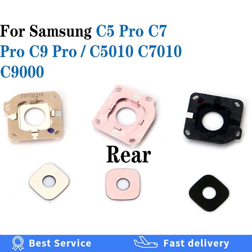 For Samsung Galaxy C5 C7 C9 Pro C5010 C7010 C9000 C5pro C7pro C9pro original binding rear back camera lens glass Cover with the frame holder with spare  parts of the sticker