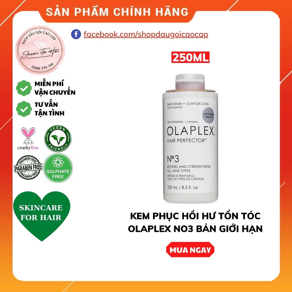 Kem ủ tóc OLAPLEX NO3 dành cho tóc khô xơ, hư tổn, hóa chất dung tích 250ml (BẢN GIỚI HẠN)