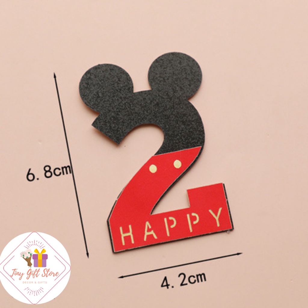 DISNEY Phụ Kiện Trang Trí Bánh Kem Hình Chuột Mickey Minnie Từ 0-9 Dễ Thương