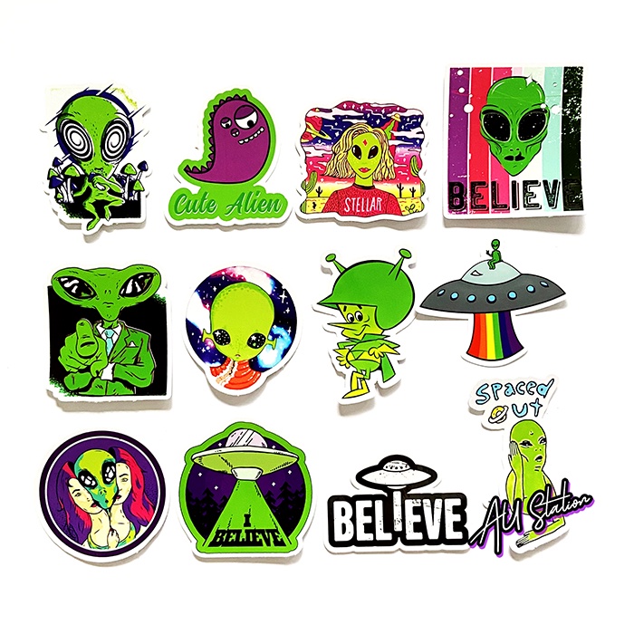 Sticker ALIEN - Người ngoài hành tinh - sticker nhựa PVC không thấm nước, dán nón bảo hiểm, laptop, điện thoại, Vali, xe