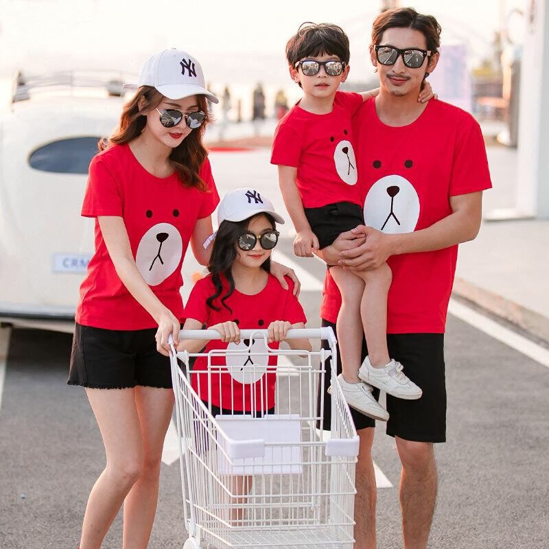 Áo gia đình 3/4/5 người hàng cao cấp mẫu mặt gấu cool có nhiều màu.Family store