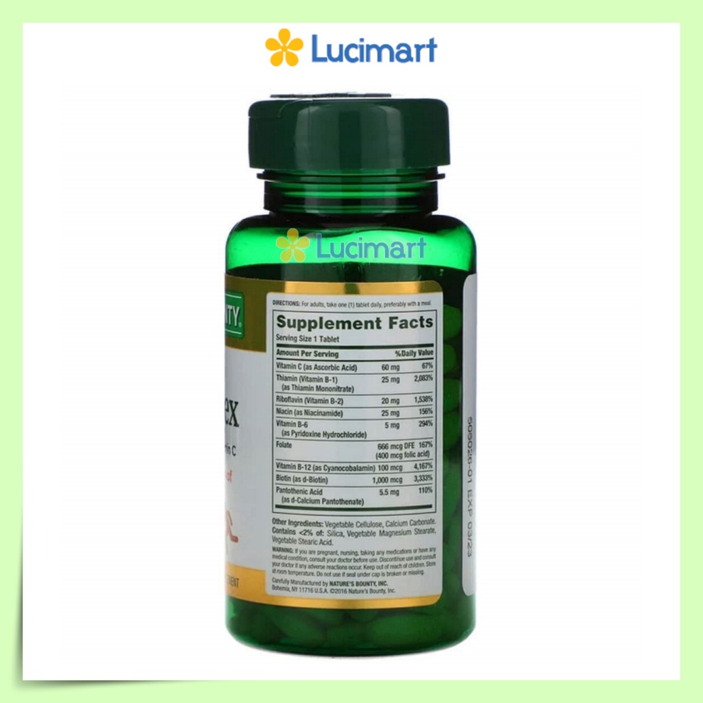 Viên uống Vitamin B Super B-Complex Nature’s Bounty hũ 150 viên [Hàng Mỹ hạn dùng 2025]