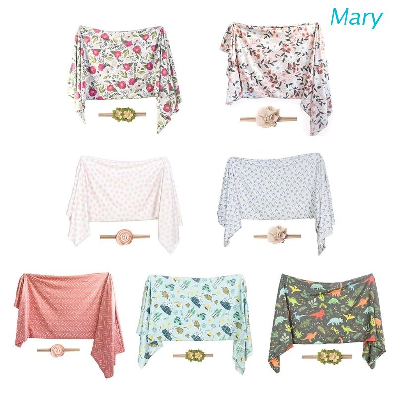 Bộ 2 khăn quấn và băng đô bằng cotton nguyên chất dành cho bé sơ sinh