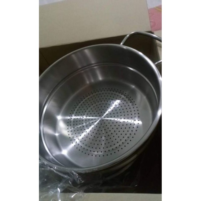 Bộ nồi xửng hấp Zebra Thái Lan 24cm-6.2L-3 đáy-163640, nắp kính, Inox 304. Lồng hấp lớn, cao 10cm