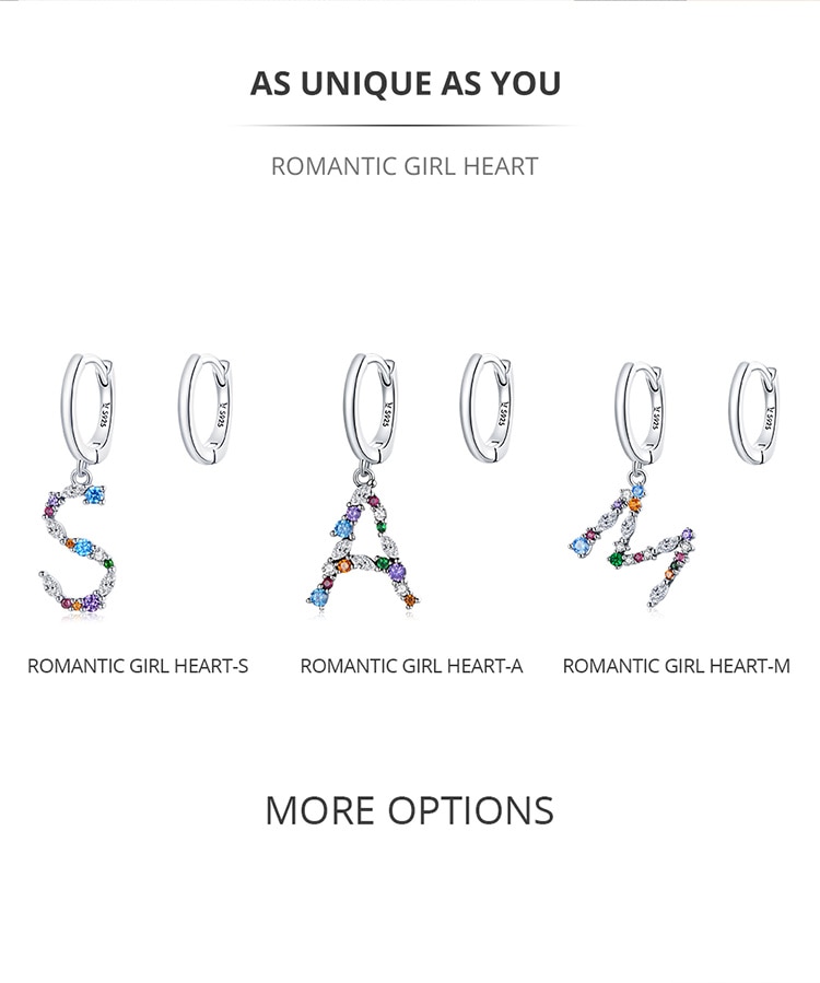 Bông Tai Bamoer sce103032 Bằng Bạc Thật 925 Dát Khối Vuông Đá Zircon Dòng Chữ ASM Dành Cho Nữ