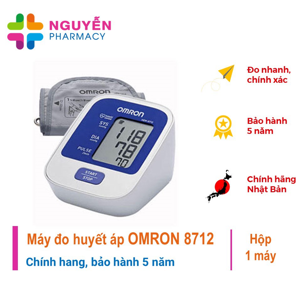 [CHÍNH HÃNG] Máy đo huyết áp bắp tay Omron HEM 8712 - Bảo hành chính hãng 5 năm