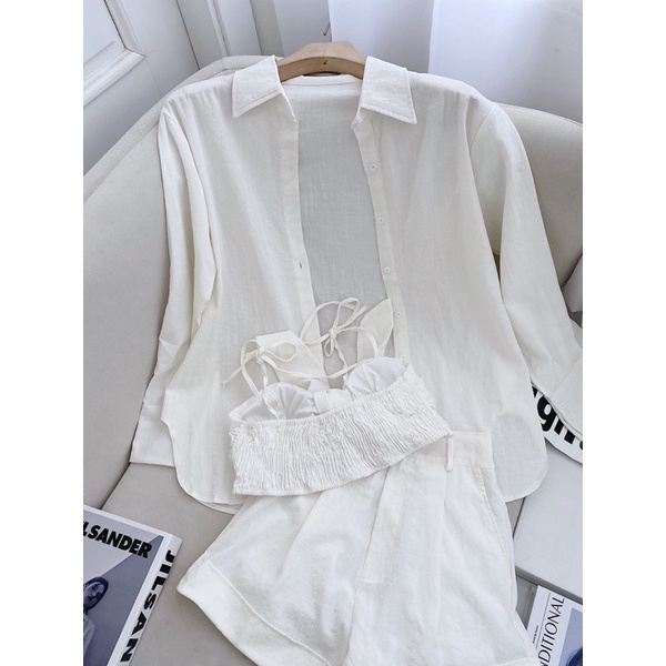 SET ÁO NƠ NGỰC + ÁO KHOÁC SƠ MI + QUẦN SHORT