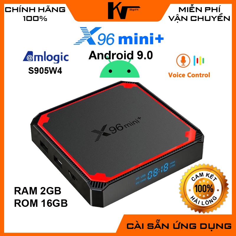 Android TV Box x96 mini+, New 2021, S905W4, Ram 2GB, Bộ nhớ 16GB, Wifi 2 băng tần, tặng tài khoản xem phim