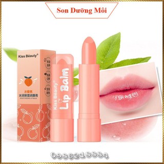Son dưỡng môi Kiss Beauty Peach Lip Balm chiết xuất đào dưỡng ẩm chống khô KLB1