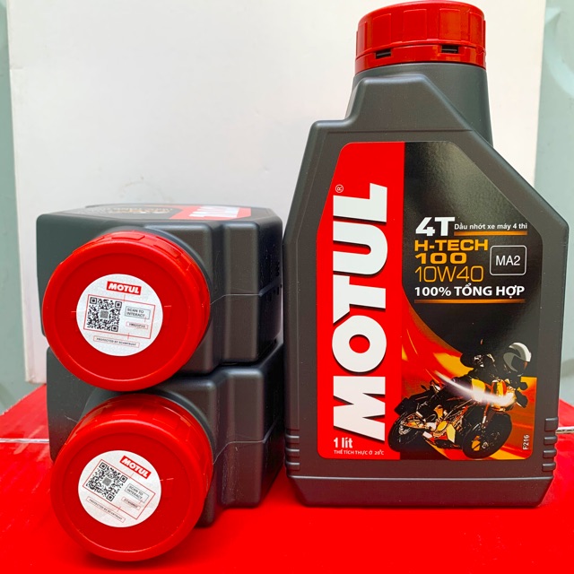 Nhớt Cao Cấp Xe Số Tay Côn Motul H-TECH 100 10W-40 Jaso MA2 API SN Full Synthetic