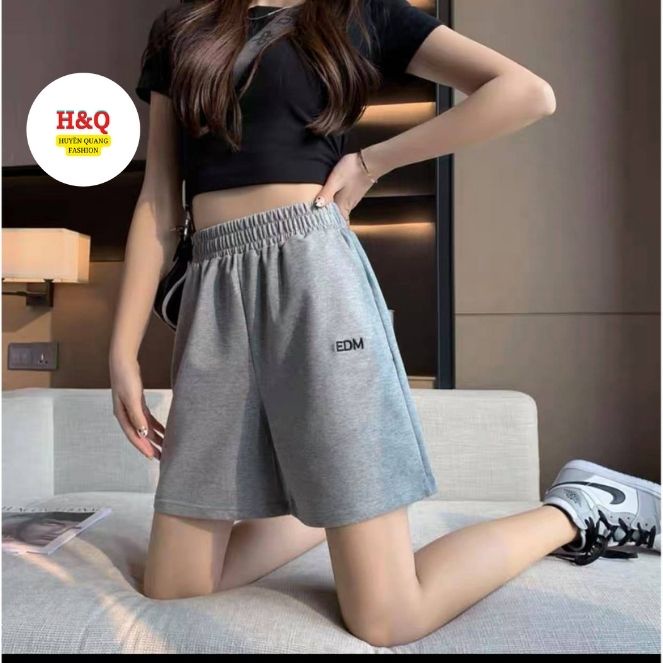 Quần short unisex - quần đùi cạp chun EDM nam nữ thể thao đi chơi chất thun mềm mát _ Huyền Quang